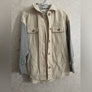 BKE women's extra small cream / gray hooded jacket